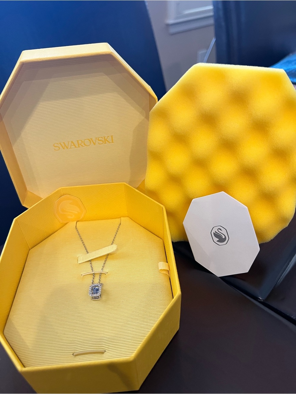 Swarovski Necklace with Light Blue Crystal Pendant